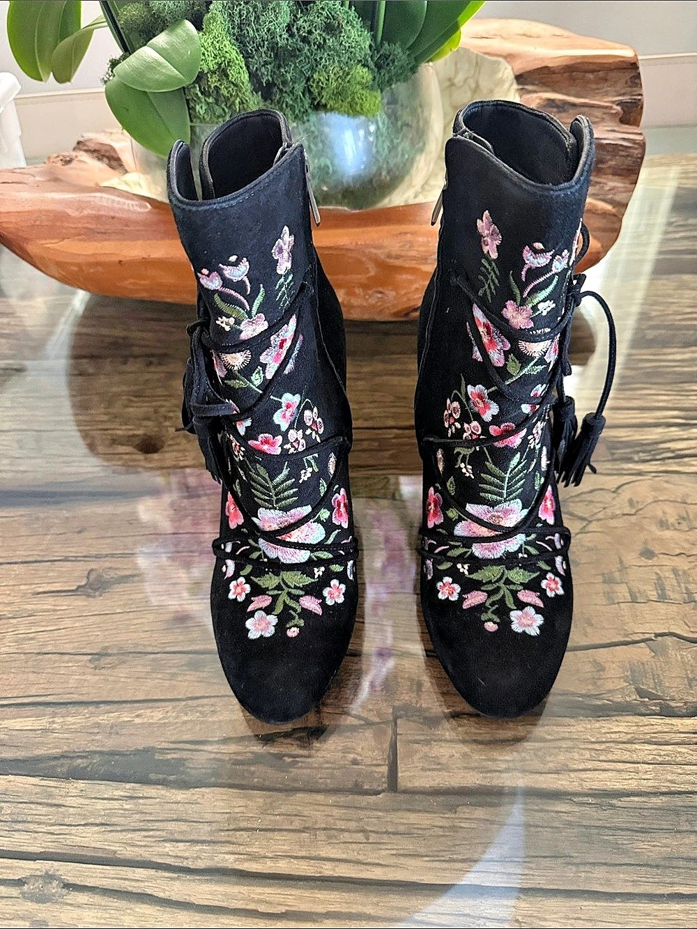 Sam Edelman Floral Embroidered Suede Bootie Floral Embroidered Heeled